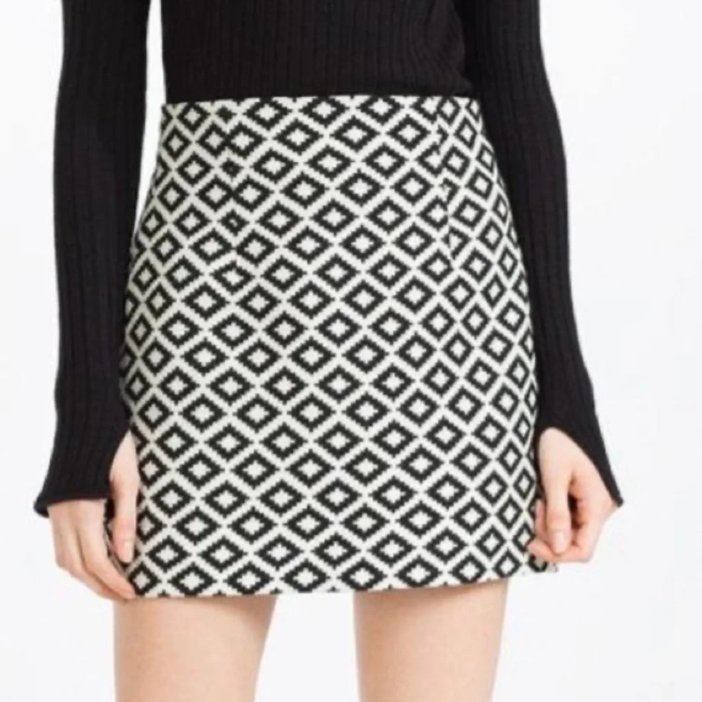 Zara Black and White‎ Geometric Mini Skirt